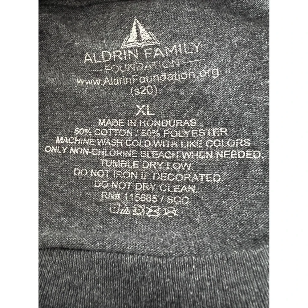 NASA T Shirt Mens XL Gray Aldrin Family Foundation Space Graphic Tee Good